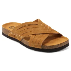 Clearance Earth Shoes Atlas Square Toe Slip-on Strappy Casual Sandals Brown