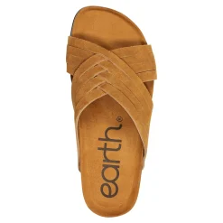Clearance Earth Shoes Atlas Square Toe Slip-on Strappy Casual Sandals Brown