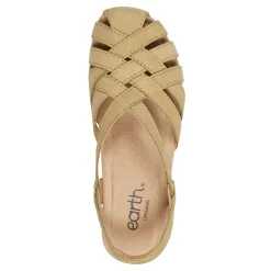 Outlet Earth Shoes Berri Woven Casual Round Toe Slip-on Sandals Light Green