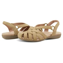 Outlet Earth Shoes Berri Woven Casual Round Toe Slip-on Sandals Light Green