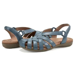 Hot Earth Shoes Berri Woven Casual Round Toe Slip-on Sandals Medium Blue