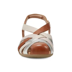 Discount Earth Shoes Berri Woven Casual Round Toe Slip-on Sandals Medium Brown
