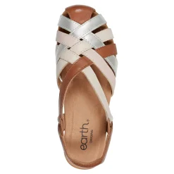 Discount Earth Shoes Berri Woven Casual Round Toe Slip-on Sandals Medium Brown
