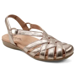 Clearance Earth Shoes Berri Woven Casual Round Toe Slip-on Sandals Gold