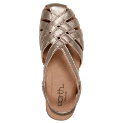 Clearance Earth Shoes Berri Woven Casual Round Toe Slip-on Sandals Gold