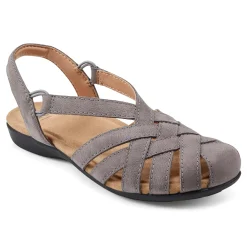 Outlet Earth Shoes Berri Woven Casual Round Toe Slip-on Sandals Dark Gray