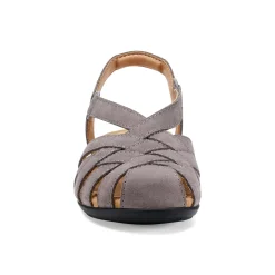 Outlet Earth Shoes Berri Woven Casual Round Toe Slip-on Sandals Dark Gray