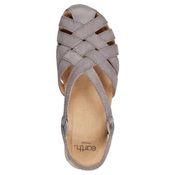 Outlet Earth Shoes Berri Woven Casual Round Toe Slip-on Sandals Dark Gray