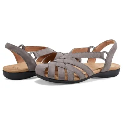 Outlet Earth Shoes Berri Woven Casual Round Toe Slip-on Sandals Dark Gray