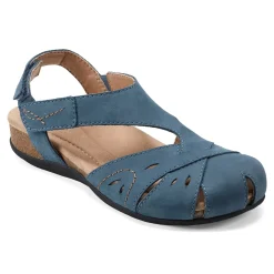 Sale Earth Shoes Birdine Casual Round Toe Slip-on Sandals Medium Blue