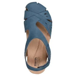 Sale Earth Shoes Birdine Casual Round Toe Slip-on Sandals Medium Blue
