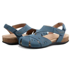 Sale Earth Shoes Birdine Casual Round Toe Slip-on Sandals Medium Blue