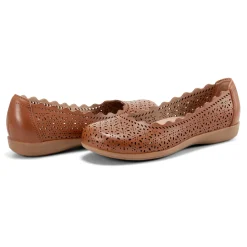 Best Earth Shoes Bria Round Toe Casual Slip-on Ballet Flats Medium Brown