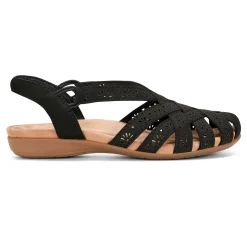 Sale Earth Shoes Briel Round Toe Casual Slingback Flat Sandals Black