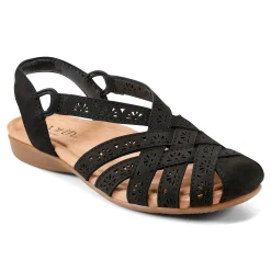 Sale Earth Shoes Briel Round Toe Casual Slingback Flat Sandals Black