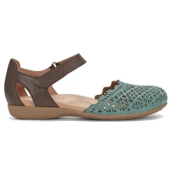 Sale Earth Shoes Bronnie Casual Slip-On Perforated Sandals Green/Brown