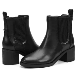Discount Earth Shoes Cassi Ankle Booties Black Leather/Elastic