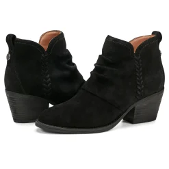 Outlet Earth Shoes Chandy Ruched Booties Black Suede