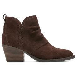 Earth Shoes Chandy Ruched Booties Dark Brown Suede
