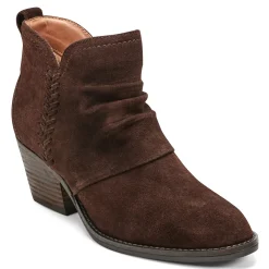 Earth Shoes Chandy Ruched Booties Dark Brown Suede