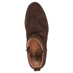 Earth Shoes Chandy Ruched Booties Dark Brown Suede
