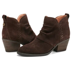 Earth Shoes Chandy Ruched Booties Dark Brown Suede