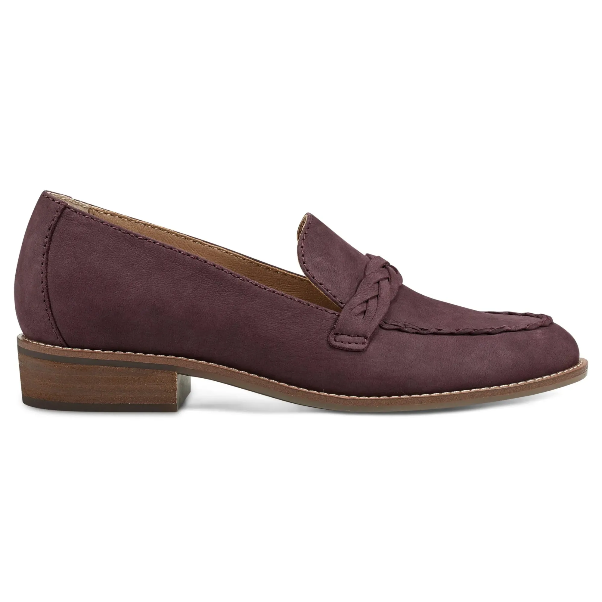 Earth Shoes Edie Stacked Heel Casual Slip-on Loafers Dark Red