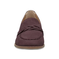 Earth Shoes Edie Stacked Heel Casual Slip-on Loafers Dark Red