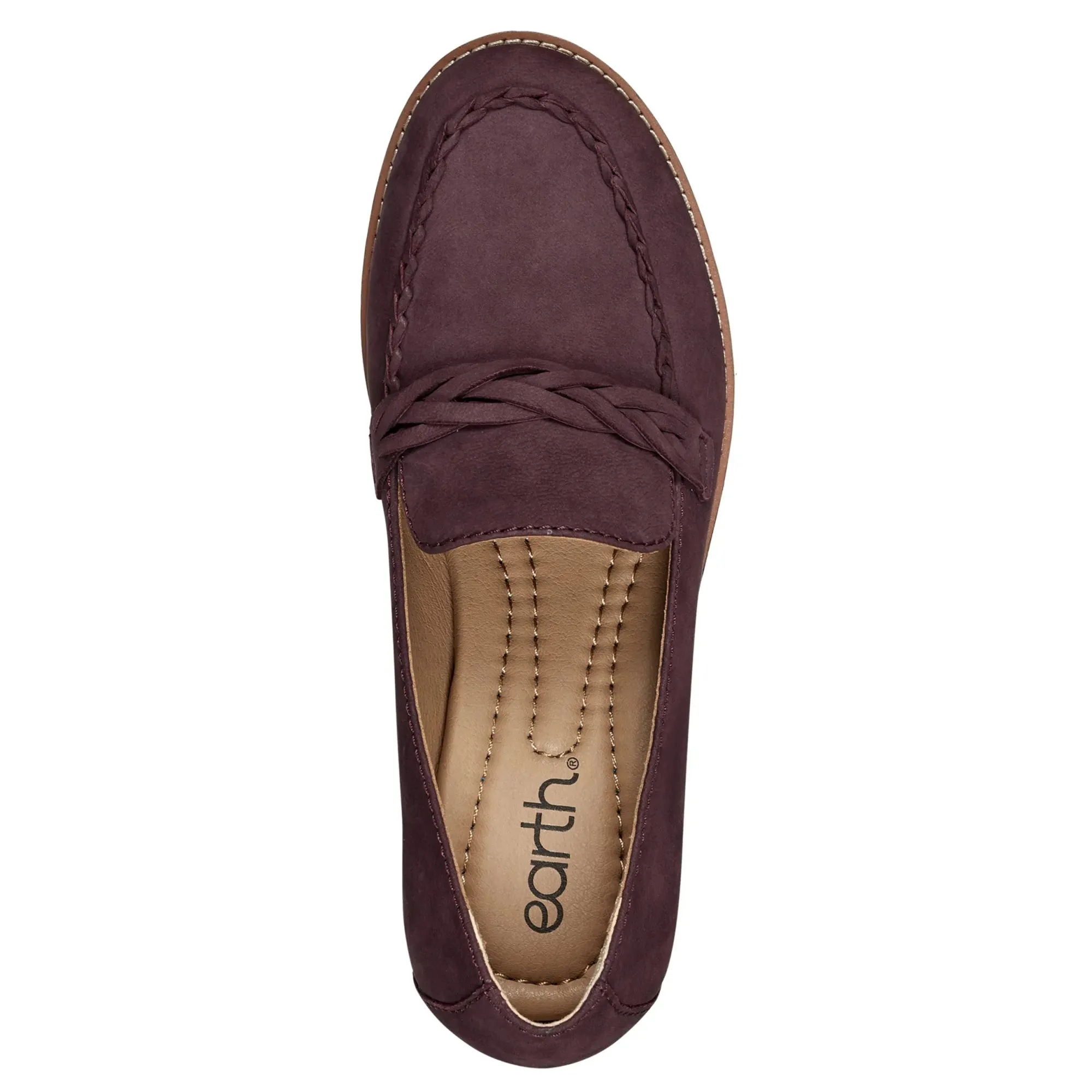 Earth Shoes Edie Stacked Heel Casual Slip-on Loafers Dark Red