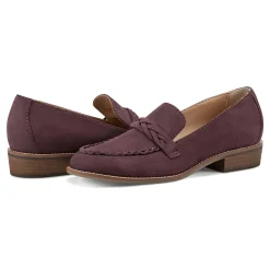 Earth Shoes Edie Stacked Heel Casual Slip-on Loafers Dark Red