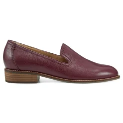 Outlet Earth Shoes Edna Round Toe Casual Slip-on Flat Loafers Dark Red