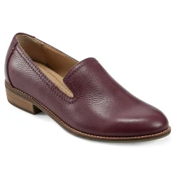 Outlet Earth Shoes Edna Round Toe Casual Slip-on Flat Loafers Dark Red