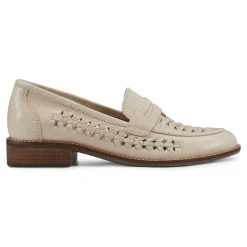 Outlet Earth Shoes Ella Round Toe Slip-on Casual Flat Loafers Ivory