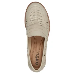 Outlet Earth Shoes Ella Round Toe Slip-on Casual Flat Loafers Ivory
