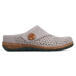 Discount Earth Shoes Erinn Round Toe Casual Slip-on Flat Clogs Light Gray
