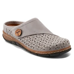 Discount Earth Shoes Erinn Round Toe Casual Slip-on Flat Clogs Light Gray