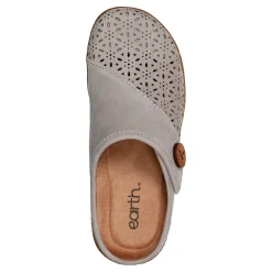 Discount Earth Shoes Erinn Round Toe Casual Slip-on Flat Clogs Light Gray
