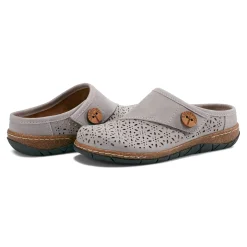 Discount Earth Shoes Erinn Round Toe Casual Slip-on Flat Clogs Light Gray