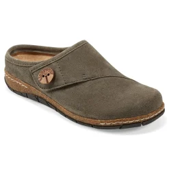 Outlet Earth Shoes Ezra Round Toe Casual Slip-on Flat Clogs Dark Green