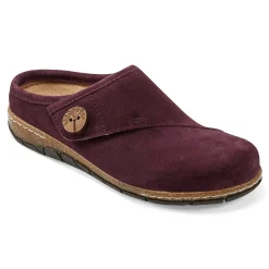 Best Earth Shoes Ezra Round Toe Casual Slip-on Flat Clogs Dark Red