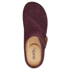 Best Earth Shoes Ezra Round Toe Casual Slip-on Flat Clogs Dark Red