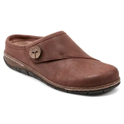 Discount Earth Shoes Ezra Round Toe Casual Slip-on Flat Clogs Dark Brown