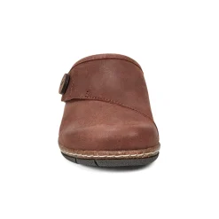 Discount Earth Shoes Ezra Round Toe Casual Slip-on Flat Clogs Dark Brown