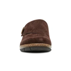 Discount Earth Shoes Ezra Round Toe Casual Slip-on Flat Clogs Dark Brown