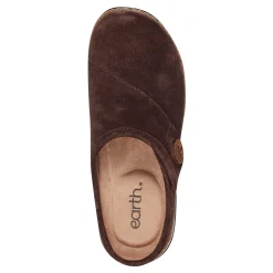 Discount Earth Shoes Ezra Round Toe Casual Slip-on Flat Clogs Dark Brown