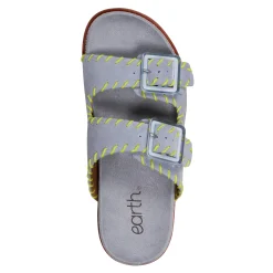 Discount Earth Shoes Fausto Round Toe Casual Flat Strappy Sandals Light Blue
