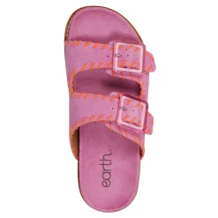 New Earth Shoes Fausto Round Toe Casual Flat Strappy Sandals Dark Pink