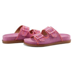 New Earth Shoes Fausto Round Toe Casual Flat Strappy Sandals Dark Pink