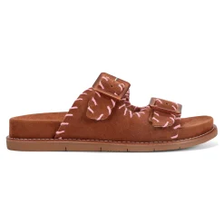 Outlet Earth Shoes Fausto Round Toe Casual Flat Strappy Sandals Medium Brown