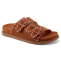 Outlet Earth Shoes Fausto Round Toe Casual Flat Strappy Sandals Medium Brown